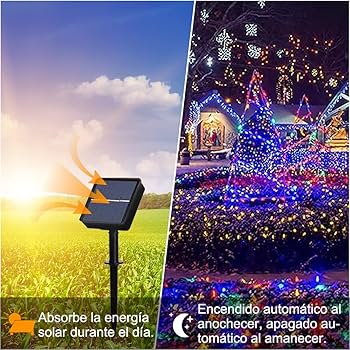 LUCES NAVIDEÑAS MULTICOLOR CON PANEL SOLAR🎄20 METROS
