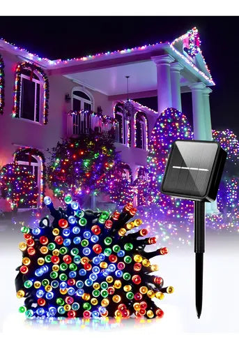 LUCES NAVIDEÑAS MULTICOLOR CON PANEL SOLAR🎄20 METROS